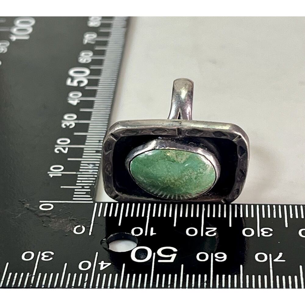 VTG Taxco Sterling Silver 925 Green Turquoise Statement Ring Sz 7.75 8.8g Signed - Picture 14 of 16